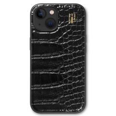 iDeal of Sweden Vegan Leather Back Cover für das iPhone 15 / 14 / 13 - Black Croco