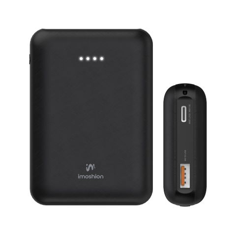 imoshion Kompakte Powerbank 10.000 mAh - Kleine Powerbank - 22,5W Schnellladegerät - USB-C / USB-A - Schwarz