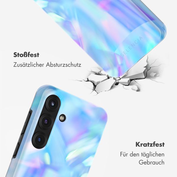 Selencia Vivid Tough Back Cover für das Samsung Galaxy S25 - Holographic Blue Dream