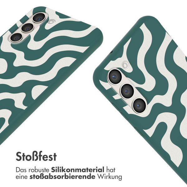 imoshion Silikonhülle design mit Band für das Samsung Galaxy S23 - Petrol Green Groovy