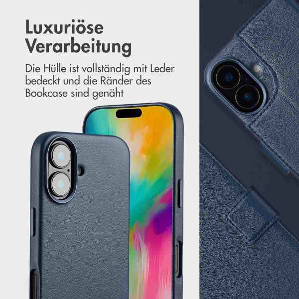 Accezz 2-in-1 Klapphülle aus Leder mit MagSafe für das Apple iPhone 16 - Nightfall Blue