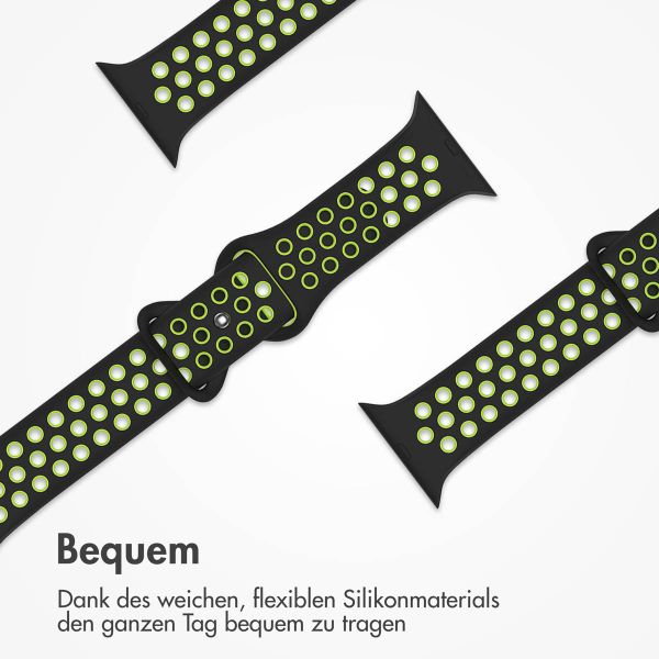 imoshion Sportarmband⁺ für das Apple Watch Series 1 bis 9 / SE (38/40/41 mm) | Series 10 / 11 (42 mm) - Größe S/M - Black Volt