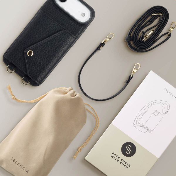 Selencia Sera HandyHülle mit Kordel und Umschlag-Kartenhalter Apple iPhone Air - Schwarz