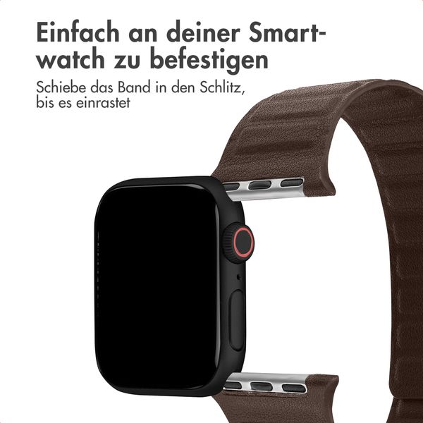 Accezz Magnetisches Echtlederarmband für Apple Watch | 44/45/46/49 mm - Chocolate Brown