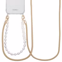 Selencia Handykette Set mit Perlen und Muscheln - Beige