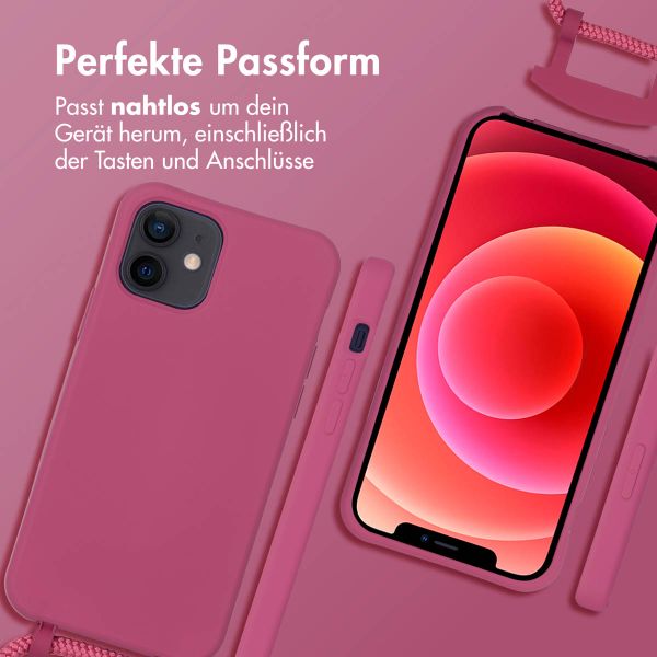 imoshion Color Backcover mit abnehmbarem Handykette und MagSafe Apple iPhone 12 (Pro) - Raspberry
