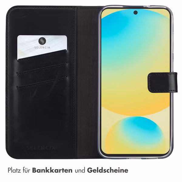 Selencia Echtleder Klapphülle Samsung Galaxy S25 FE - Schwarz
