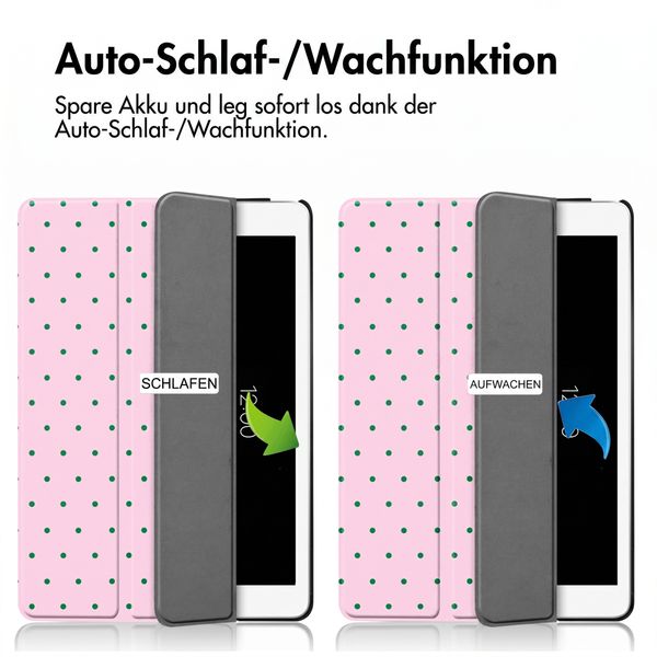 imoshion Design Trifold Klaphülle Apple iPad 9 (2021) 10.2 Zoll / iPad 8 (2020) 10.2 Zoll / iPad 7 (2019) 10.2 Zoll - Happy Dots