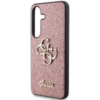 Guess 4G Metal Logo Back Cover mit Glitter Samsung Galaxy S25 - Rosa