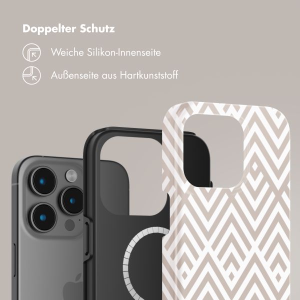 Selencia Vivid Tough Back Cover mit MagSafe für das iPhone 15 Pro Max - Beige Zigzag