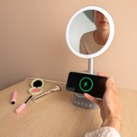 imoshion Make-up-Spiegel mit Bluetooth-Lautsprecher und kabellosem Ladegerät - Silber