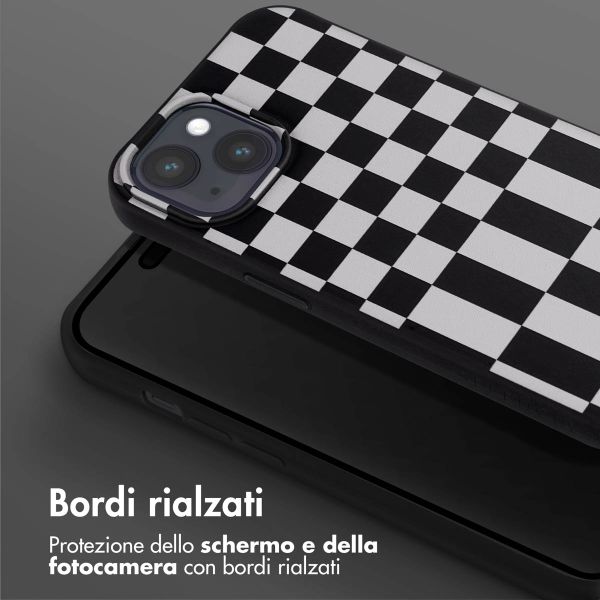 Selencia SilikonHülle design mit abnehmbarem Band Apple iPhone 15 Plus - Irregular Check Black