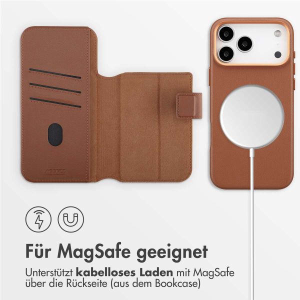 Accezz 2-in-1 Klapphülle aus Leder mit MagSafe Apple iPhone 17 Pro Max - Sienna Brown