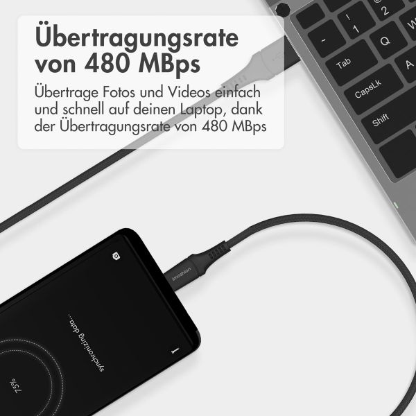 imoshion Braided USB-C-zu-USB Kabel - 0,5 Meter - Schwarz