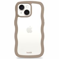 Holdit Wavy Case für das iPhone 14/15 Plus - Mocha Brown / Transparent