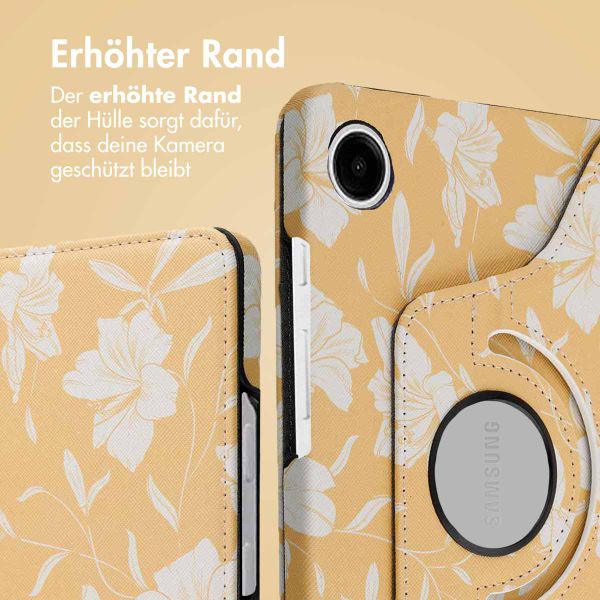 imoshion 360° drehbare Design Klapphülle Samsung Galaxy Tab A9 8.7 Zoll - Yellow Flowers