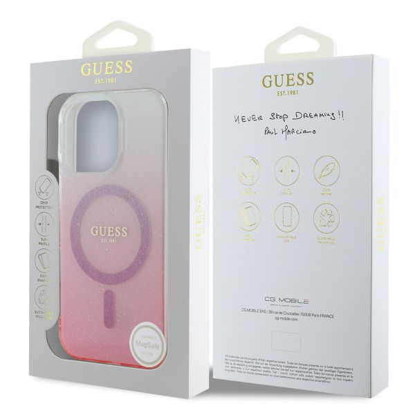 Guess MagSafe IML Glitter Gradient Case für das iPhone 16 Pro Max - Pink