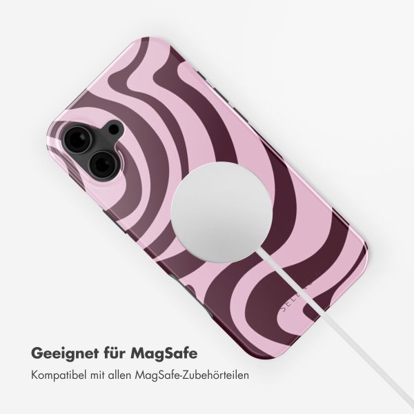 Selencia Vivid Tough Back Cover MagSafe für das iPhone 16 - Wavy Swirl Pink Plum