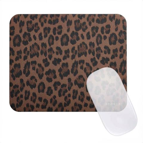 Selencia Sabi Kunstleder-Mauspad mit Leopardenmuster - 20 x 24 cm - Mocha Brown