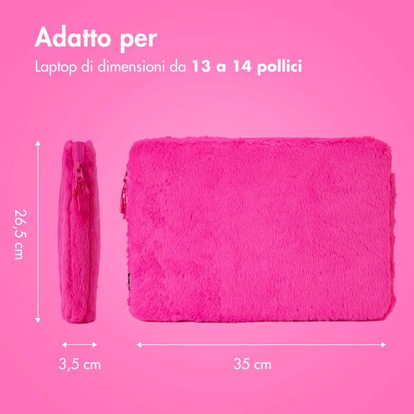imoshion Fluffy Laptop Hülle 13-14 Zoll - Laptop Sleeve - Hot Pink