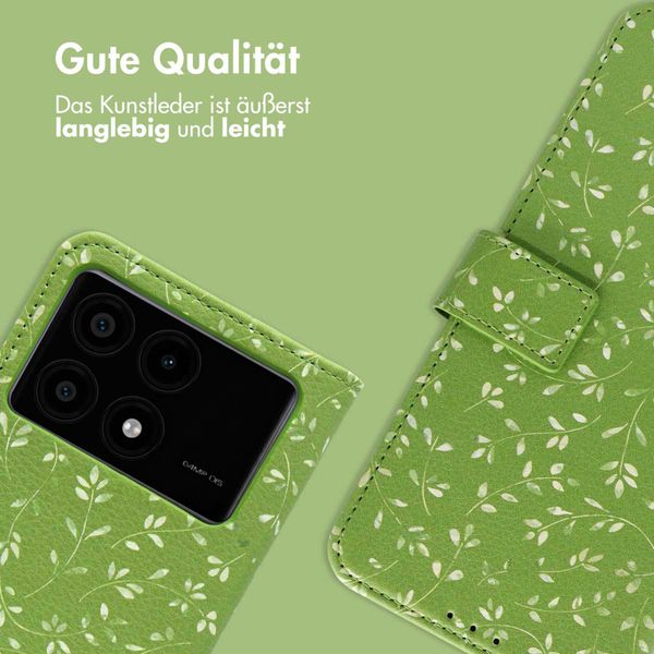 imoshion Design Klapphülle Xiaomi Poco X6 Pro - Green Flowers