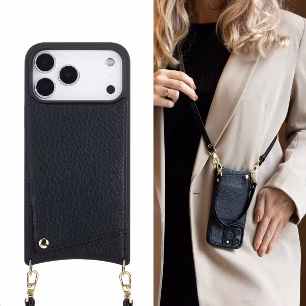 Selencia Nova HandyHülle mit Kordel und Kartenhalter Apple iPhone 17 Pro Max - Schwarz