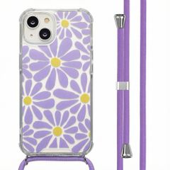 imoshion Design Hülle mit Band Apple iPhone 14 - Tropical Violet Flowers Connect