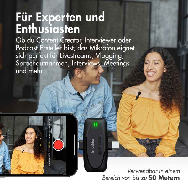 imoshion Duo Pack Mikrofon für Telefon - Ansteckmikrofon - Kabellos - Bluetooth / Lightning / USB-C