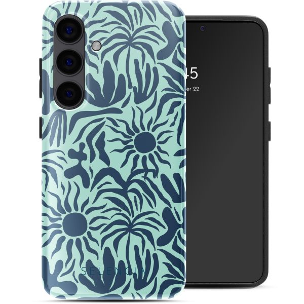 Selencia Vivid Tough Back Cover für das Samsung Galaxy S24 - Tropical Vibes Light Blue