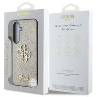 Guess 4G Metal Logo Back Cover mit Glitter Samsung Galaxy S25 Plus - Gold