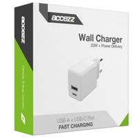 Accezz Wandladegerät - Ladegerät - USB-C- und USB-Anschluss - Power Delivery - 20 Watt - White