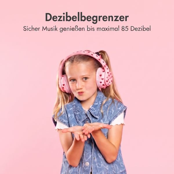 imoshion Kabellose Kinderkopfhörer LED Light - Dezibelbegrenzer - Mit AUX-Kabel - Herzchen