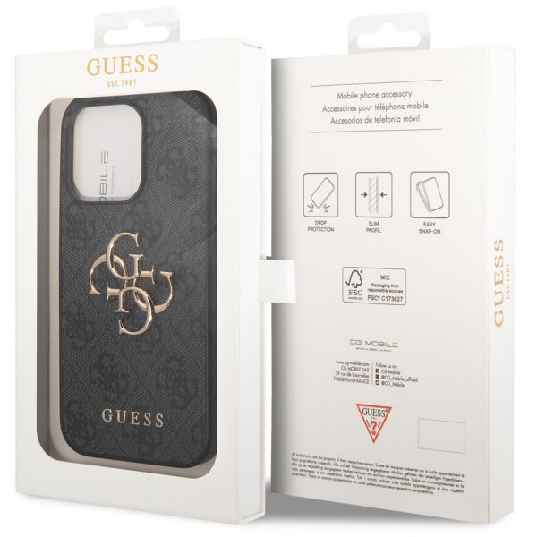 Guess 4G Metal Logo Back Cover für das iPhone 15 Pro - Grau