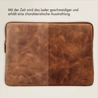 Accezz Leather Laptop Hülle mit Reißverschluss 15-16 Zoll - Laptop Sleeve - Cognac
