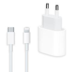 Apple Original USB-C Power Adapter 20 Watt + Original USB-C auf USB-C Ladekabel - 1 Meter - Weiß