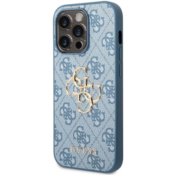 Guess 4G Metal Logo Back Cover für das iPhone 14 Pro - Blau