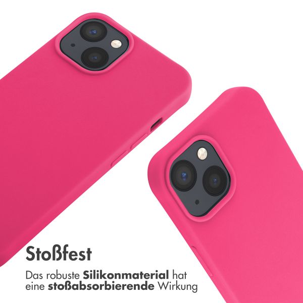 imoshion Silikonhülle mit Band für das iPhone 14 - Rosa fluoreszierend