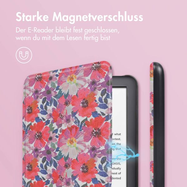 imoshion Design Slim Hard Case Sleepcover für das Amazon Kindle (2024) / Amazon Kindle (2022) 11th gen - Flower Watercolor