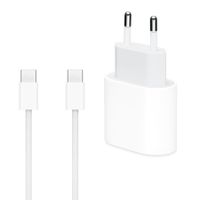 Apple Original USB-C Power Adapter 20 Watt + Original USB-C auf USB-C Ladekabel - 1 Meter - Weiß