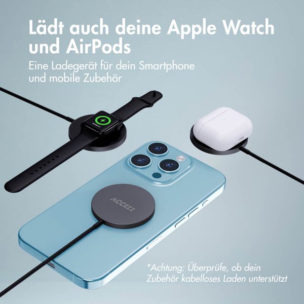 Accezz Wireless Charger USB-C - MagSafe kabelloses Ladegerät - 1 Meter - Schwarz