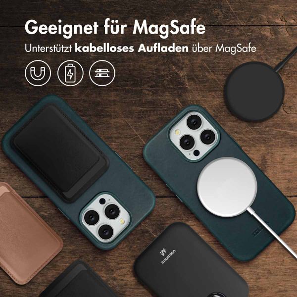 Accezz Vintage Leather Magsafe Backcover Apple iPhone 14 Pro - Smokey Green