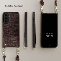Selencia Nova Croco HandyHülle mit Kordel und Kartenhalter Samsung Galaxy A57 (5G) - Choco Brown