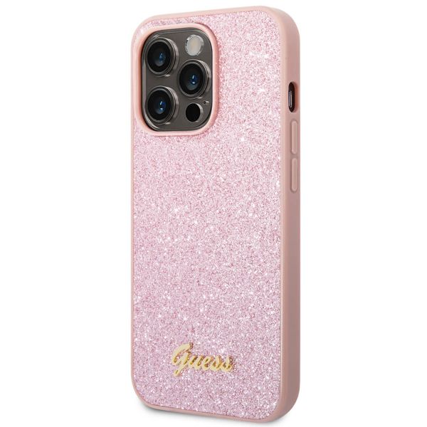 Guess Glitter Flakes Back Cover Apple iPhone 14 Pro - Rosa