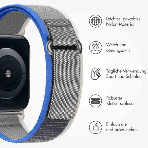 imoshion Nylon-Armband Trail für die Apple Watch Series 1-10 / SE / Ultra (2) - 42/44/45/46/49 mm - Blue Grey