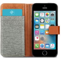 imoshion Luxuriöse Canvas-Klapphülle iPhone SE / 5 / 5s - Grau
