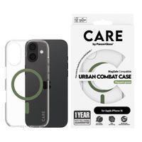 CARE by PanzerGlass Urban Combat Case MagSafe für das iPhone 16 - Transparent / Grün