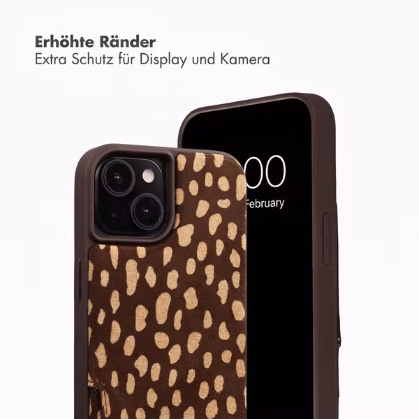 Selencia Nova Echtleder Backcover mit Kartenhalter Apple iPhone 15 - Fawn Chic