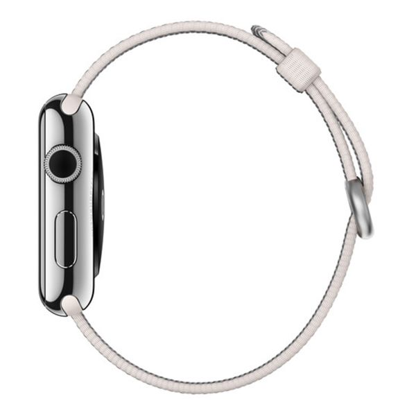 Apple Gewebtes Nylonarmband für die Apple Watch Series 1 bis 9 / SE (38/40/41 mm) | Series 10 (42 mm) - Weiße Perle