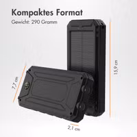 imoshion Solar Powerbank mit Solarpanel – Schnellaufladung und Stromversorgung – 10.000 mAh – Schwarz