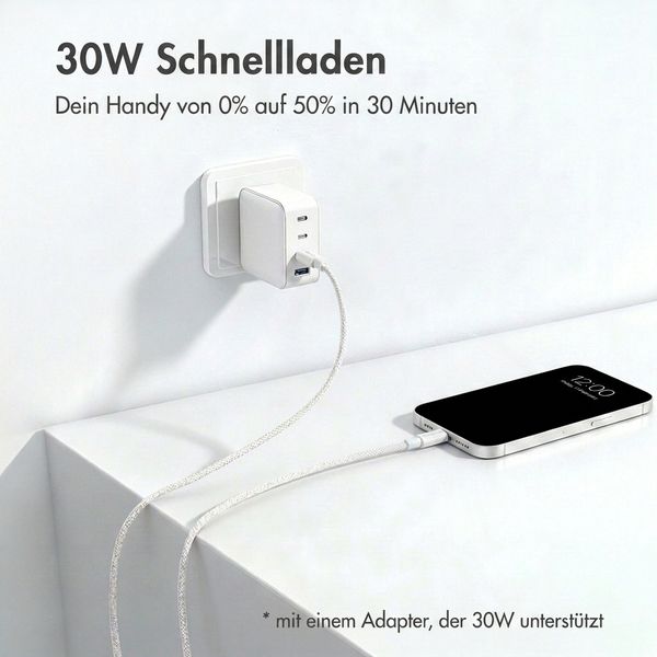 imoshion Braided USB-C-zu-Lightning-Kabel 30 W - 1 Meter - Weiß